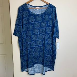 NWT LuLaRoe Blue Tiger Print Irma Tunic Top / Mini Dress
